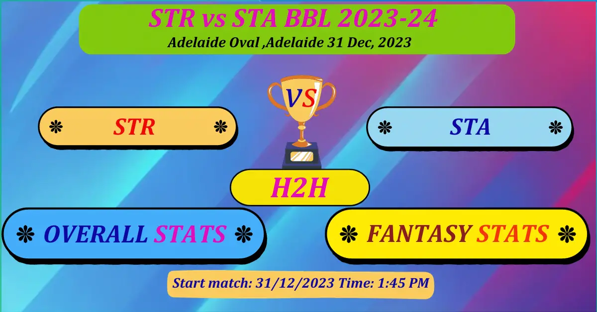 STR vs STA BBL 2023-24 dream11 top prediction