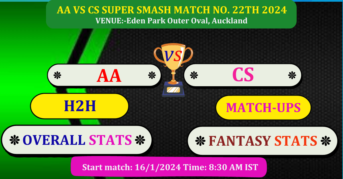 AA VS CS Super smash 22th match dream 11 best Stats