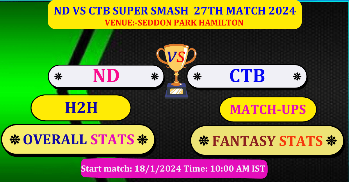 ND VS CTB Super Smash Match Dream11 Best Stats