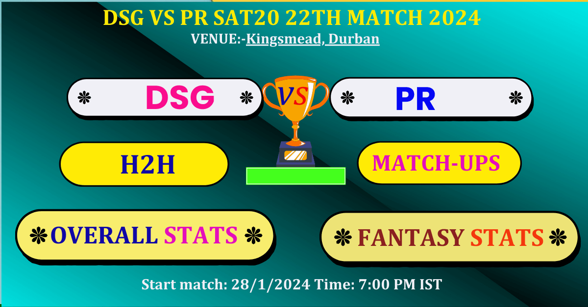 DSG VS PR 22th SAT20 Match Dream 11 Best Stats