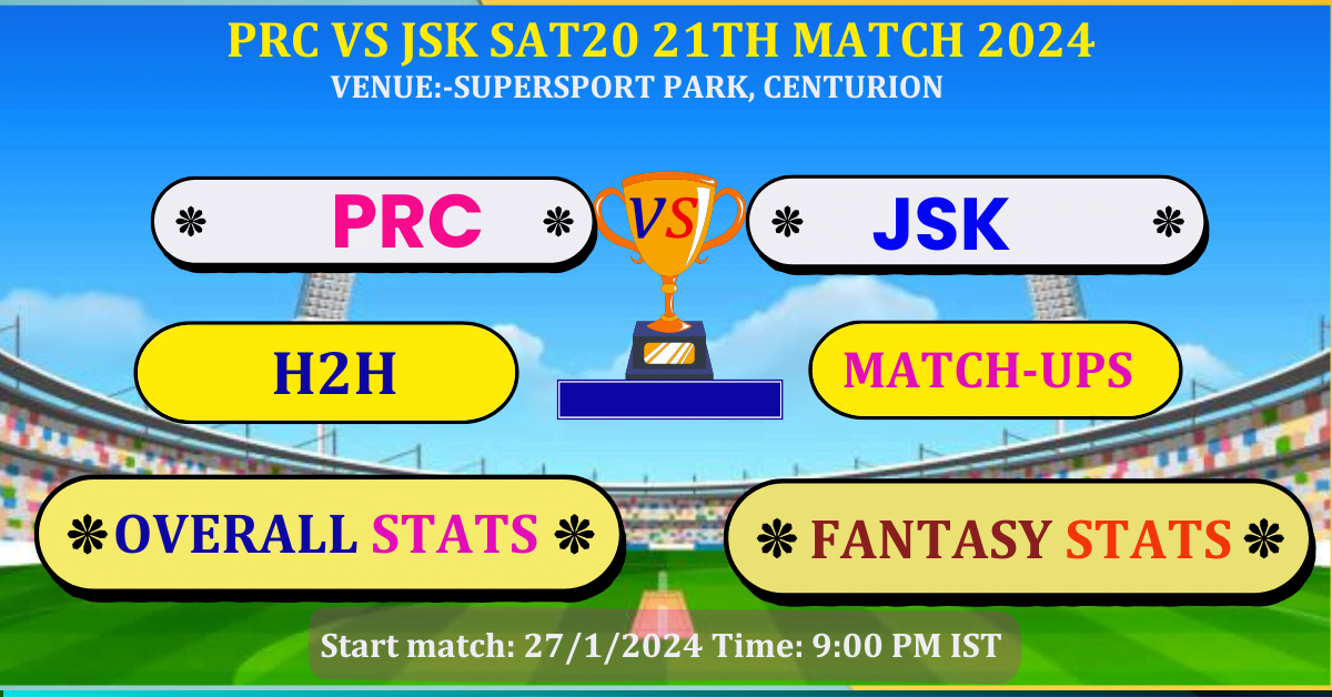 JSK VS PRC SA 21th SA t20 Match Dream 11 Best Stats