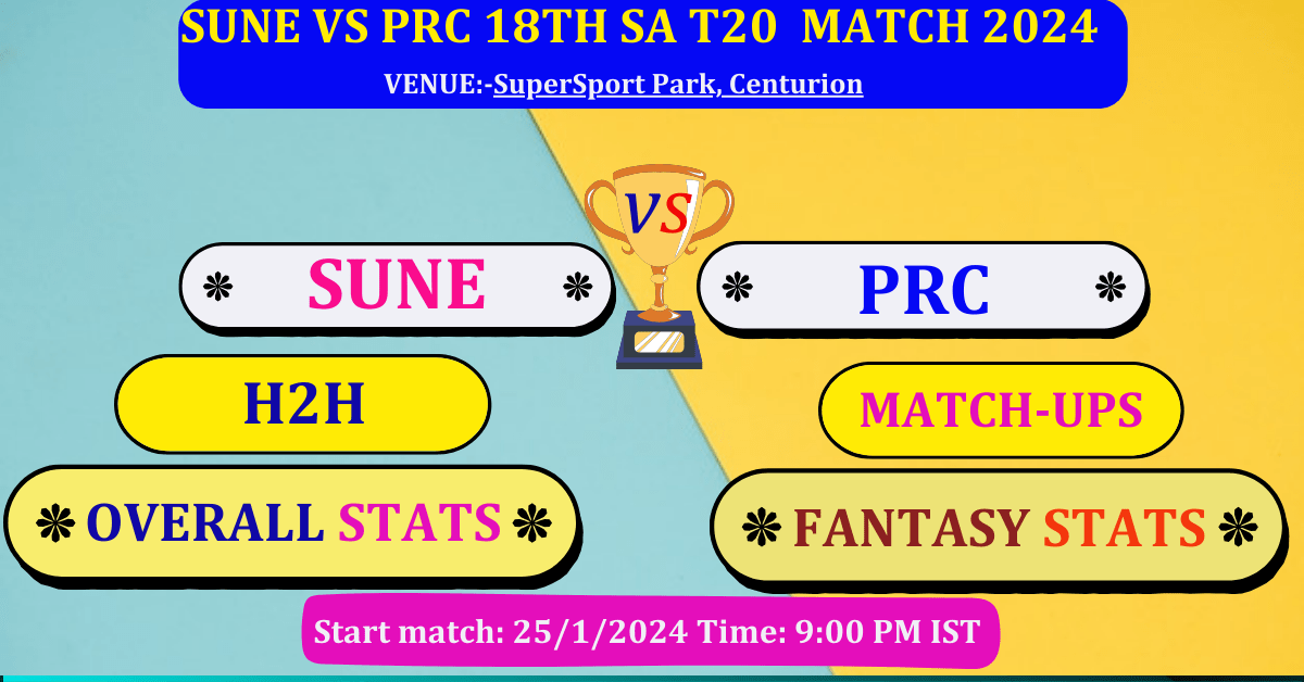SUNE VS PRC SA 18th Match Dream 11 Best Stats