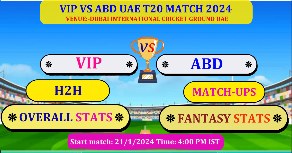 VIP VS ABD UAE T20  Match Dream 11 Best Stats