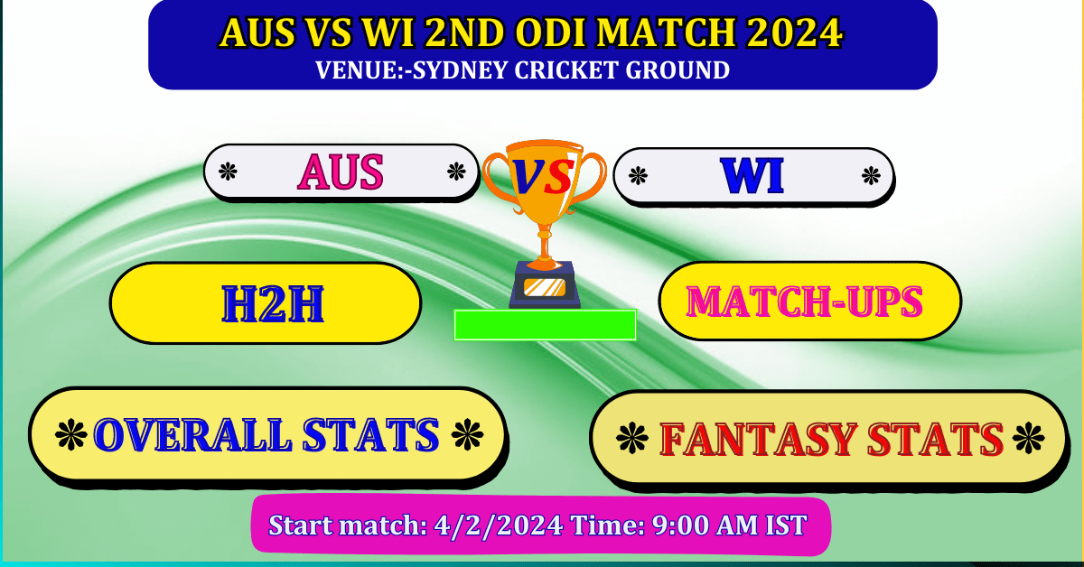 AUS VS WI 2ND ODI Match Dream 11 Best Stats
