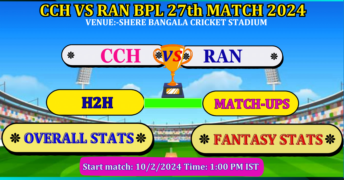 CCH VS RAN BPL 27th Match Dream 11 Best Prediction