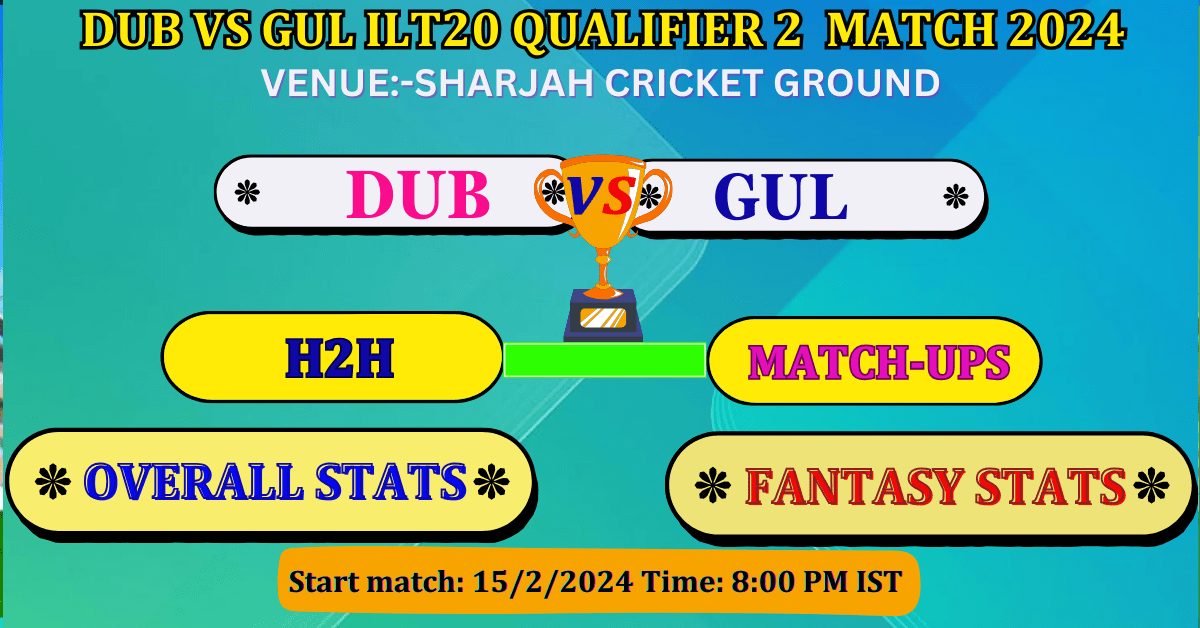 DUB VS GUL ILT20 Qualifier 2 Match Dream 11 Prediction