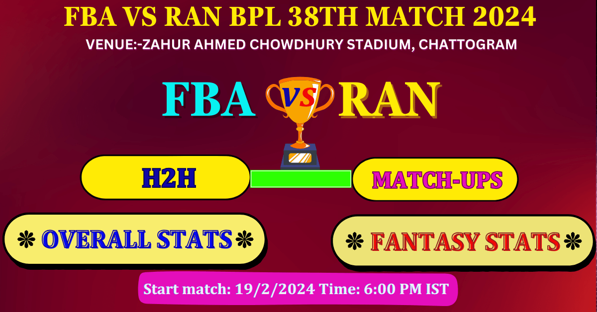 FBA VS RAN 38th BPL Match Dream 11 best Prediction