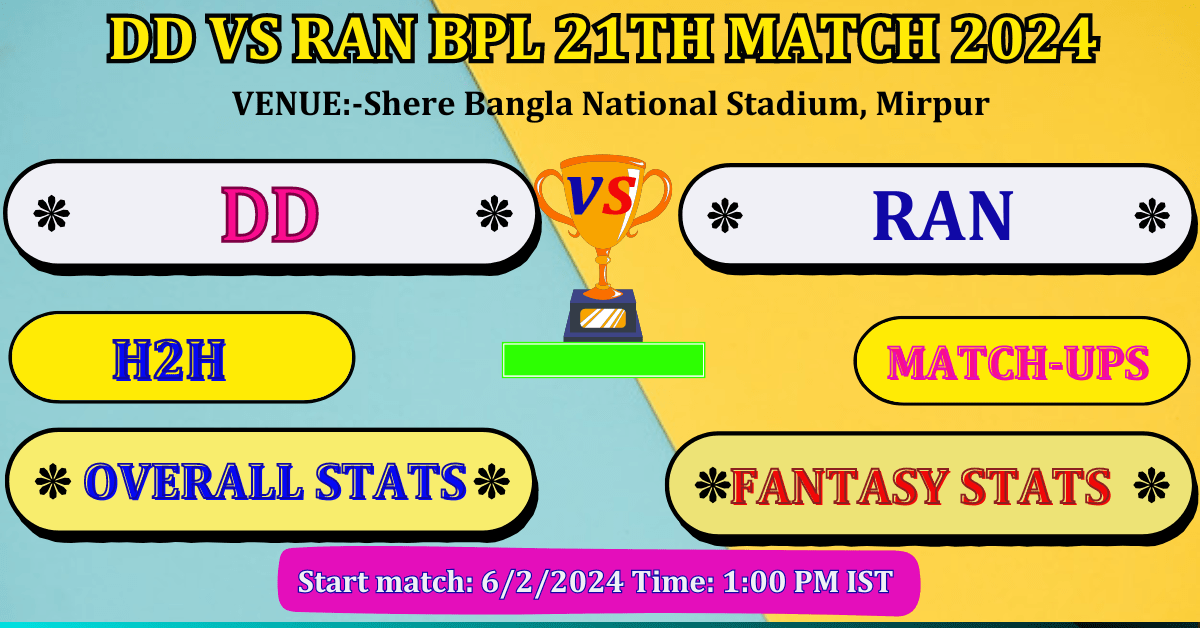 RAN VS DD BPL 21ST Match Dream 11 Best Prediction