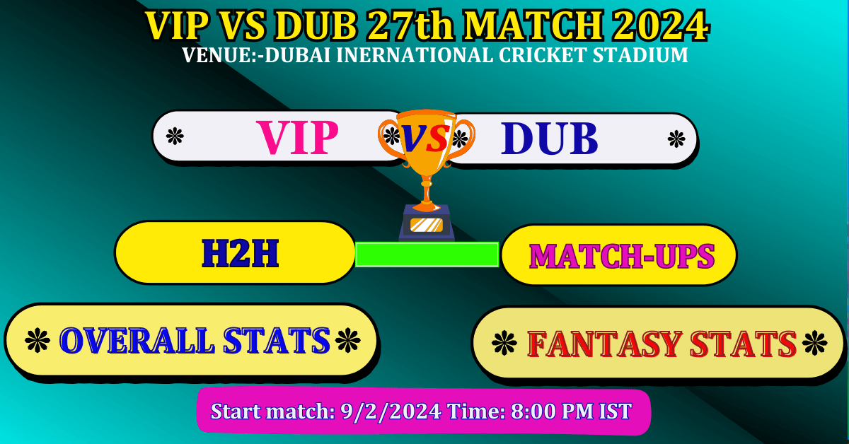 VIP VS DUB ILT20 27th Match Dream 11 Best Prediction